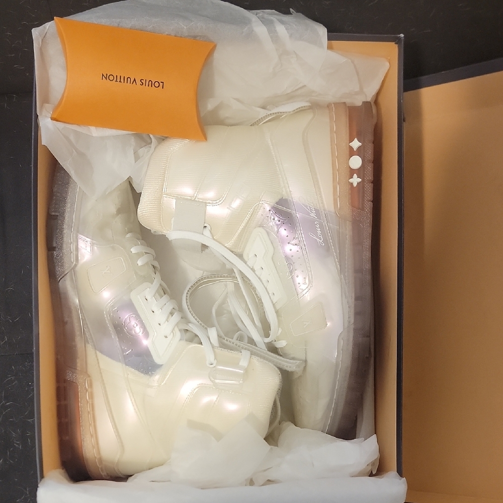 Louis Vuitton Ivory and Translucent High-Top Sneakers